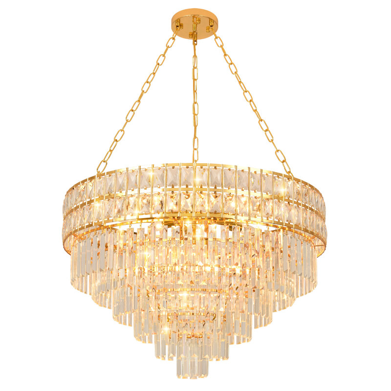 Imma Crystal Empire Chandelier, Bright Gold, 18.9" H x 29.5" W x 29.5" D