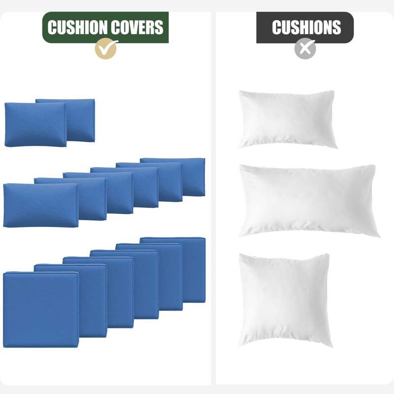 14-Pcs Outdoor Patio Cushion Cover Set  For 6-Seat Sectional Sofa, Covers Only, Navy