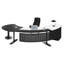 Bureau blanc minimaliste irrégulier avec plateau incurvé, rangement multifonctionnel et structure stable-1291476577-1291476591