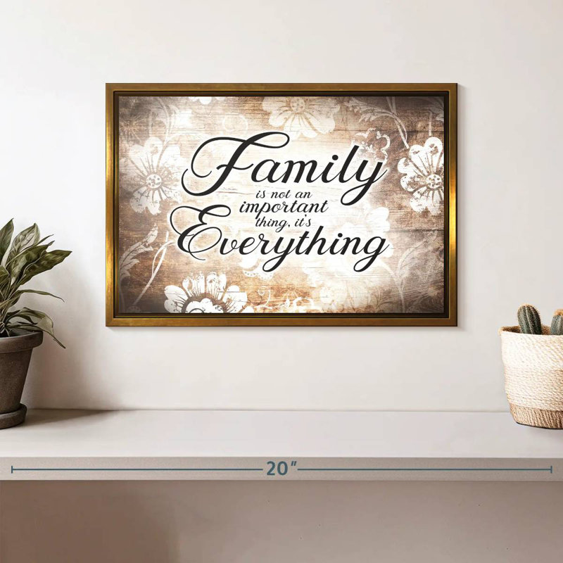 «Family Is Everything Love», citation, 13 po x 9 po, Cadre flottant doré
