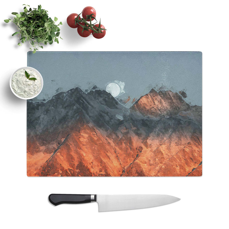 Glass Moon Over The Red Mountains in Italy in Abstract Chopping Board, 39 cm W x 28.5 cm L