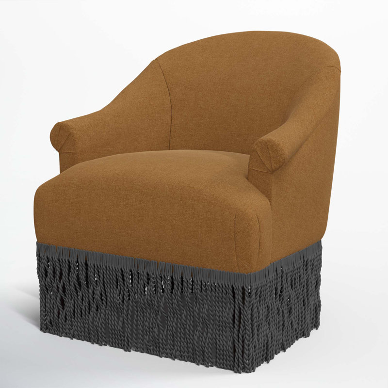 Fauteuil à oreilles Callie, Noir, Lin texturé ambré