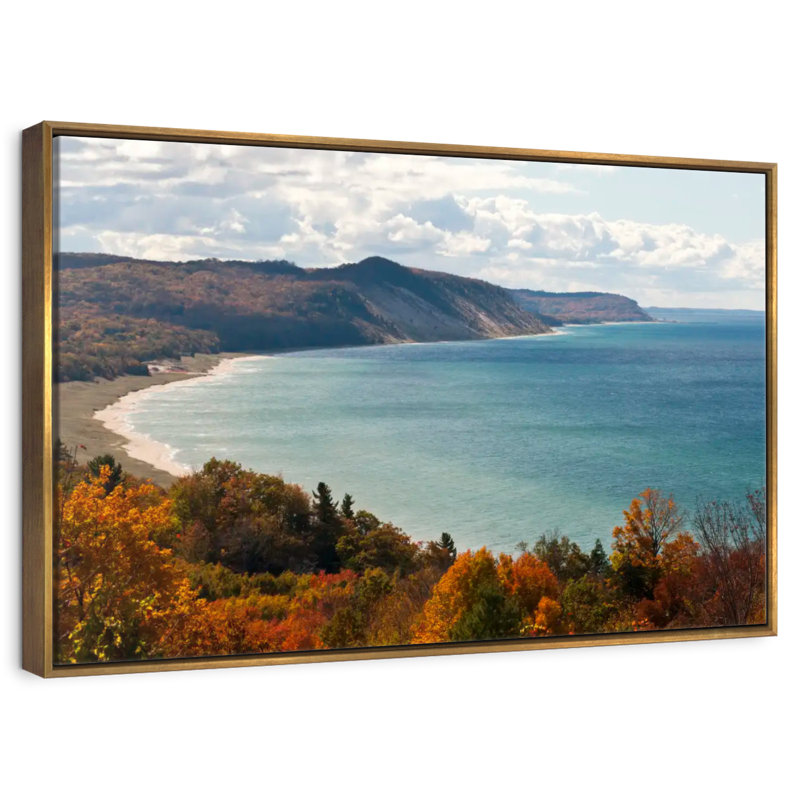 Dunes du lac Michigan, 25 po x 17 po, Cadre flottant doré