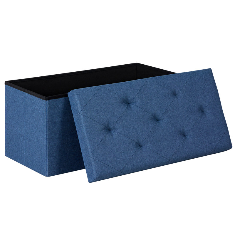 Banc d'entrée et de chambre pliable et rembourré de 76 cm de large, 15.2'' H x 30'' W x 14'' D, Tissu bleu
