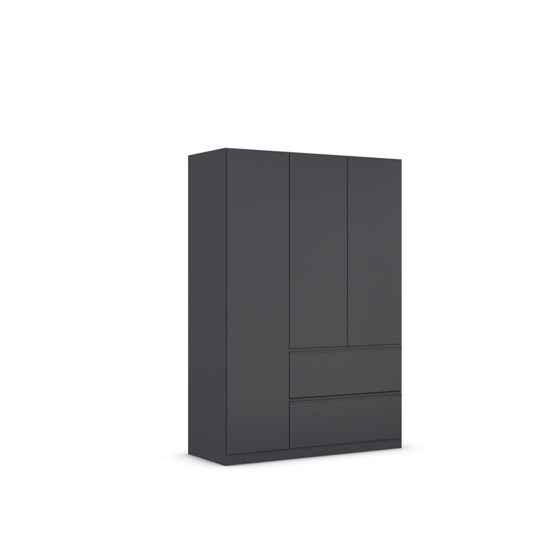 Wardrobe wardrobe COSTA hinged door wardrobe with push-to-open function, Metallic Grey, 197cm H x 136cm W x 54cm D
