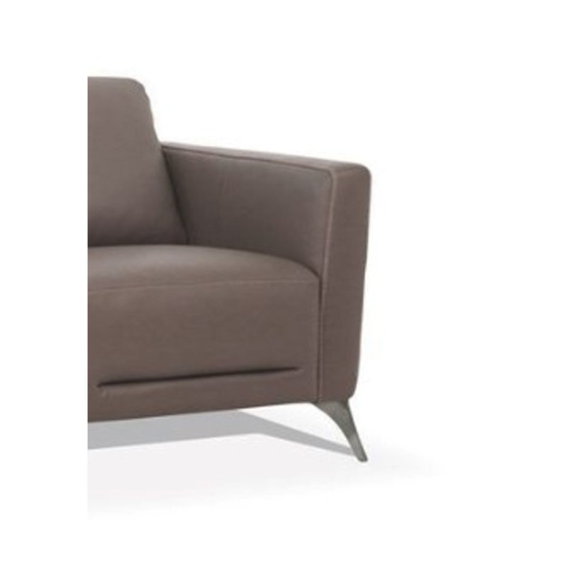 Causeuse en cuir taupe (assemblée)