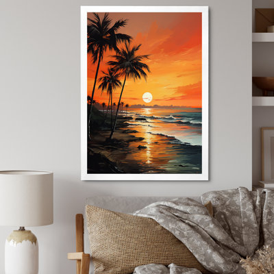 Décoration murale Tangerine Twilight Tropical Tranquility Sunset III - Palmiers et palmiers