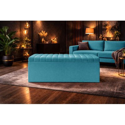 Royal Velvet Storage Ottoman Box with Hinged Lid | Lined Upholstered End of Bed Storage Bench | Soft  Close Storage Seat | Made in UK
