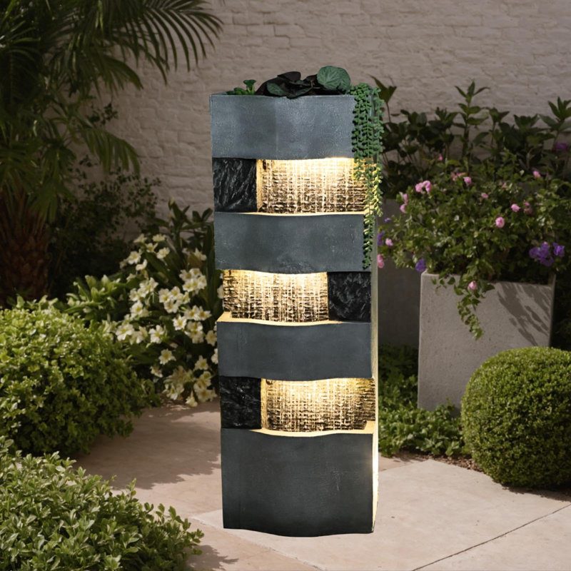Fontaine en résine avec lumière Janet