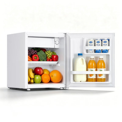 Backid 1.7 Cu.ft Mini Fridge, Reversible Single Door Compact Refrigerator, Adjustable Thermostat, Removable Shelf, Energy Saving, Low Noise, Small Fridge For Bedroom, Office, Dorm, White