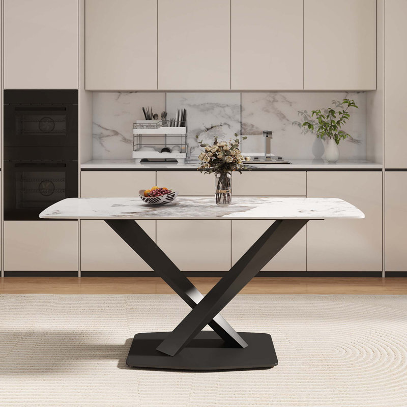 Table de salle à manger Contemporary, H 29,53 po x L 63 po x l 31,5 po, Blanc Pandora