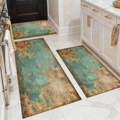 Tapis de cuisine 20 po x 32 po + 20 po x 48 po + 20 po x 59 po Tapis de cuisine à motif abstrait antidérapant 3 pièces