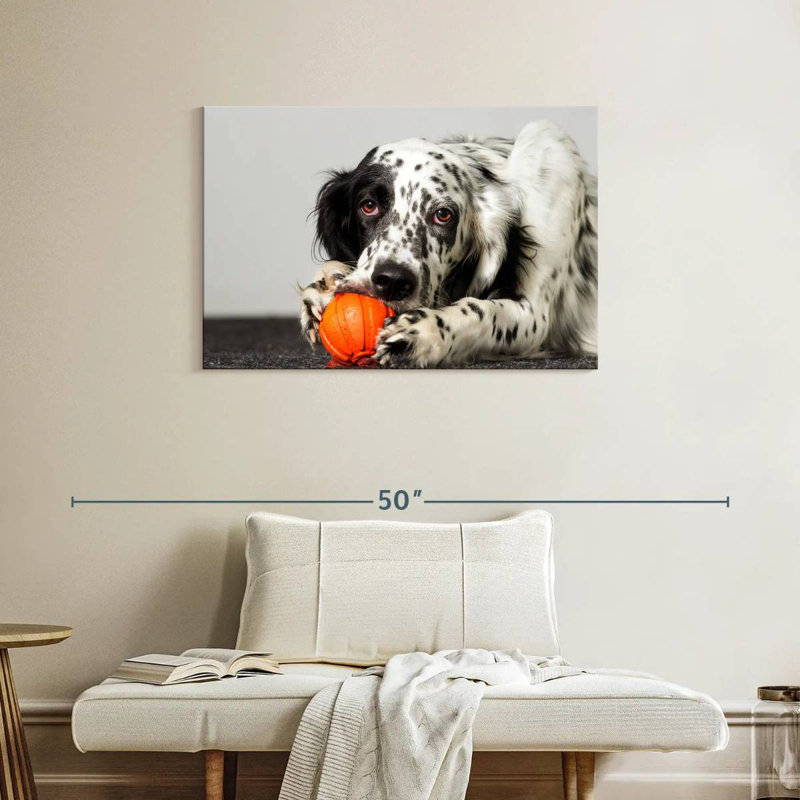 Dog With Orange Toy, 24" H x 36" W