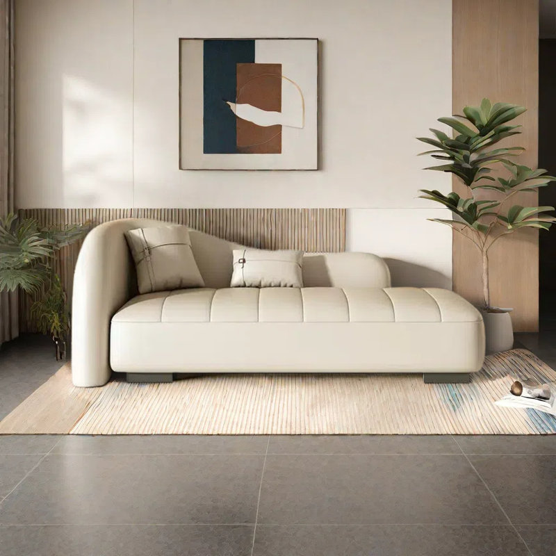 Comfortable faux leather sofa and solid wood frame, Creamy White