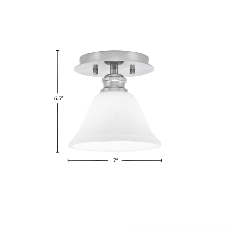 Edge 1 Light Semi-Flush With 7" White Muslin Glass, Brushed Nickel