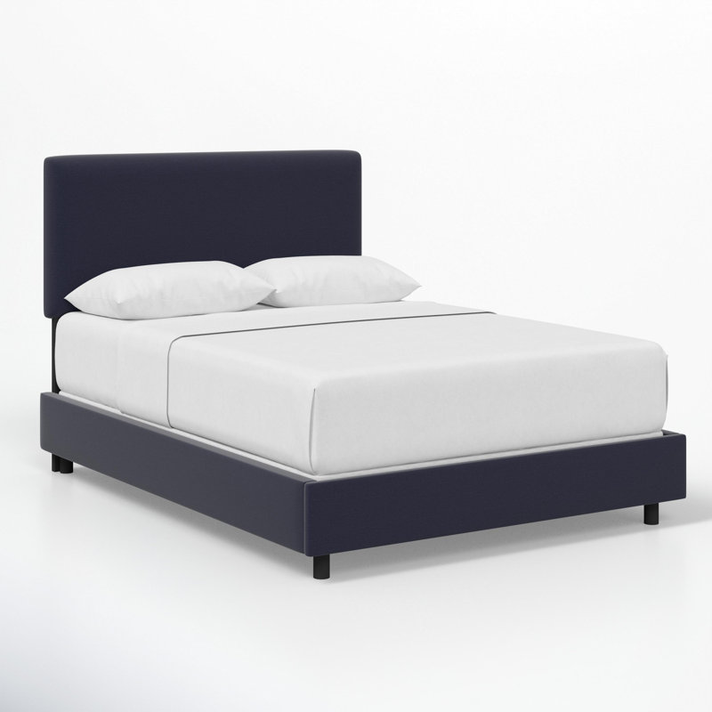 Simental Upholstered Standard Bed, California King, Zuma Rosequartz Textured Linen