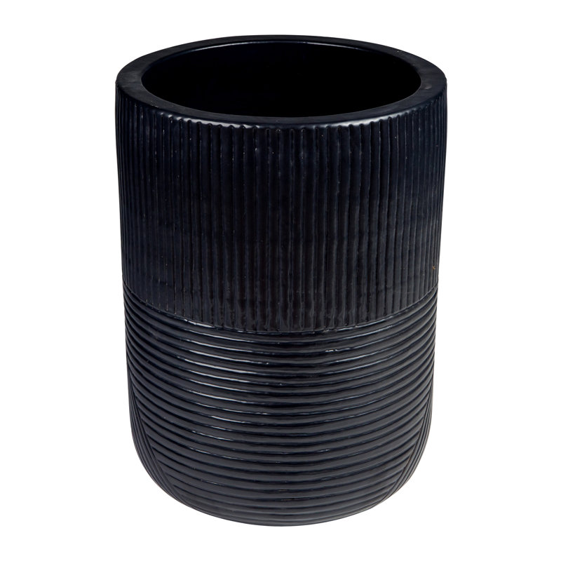 Provenance Signature Handmade Ceramic Planter, Gloss Coal