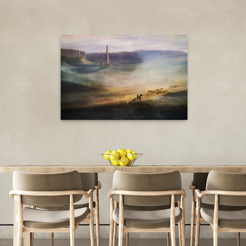 Migrations Abstract Contemporary Cow Dog Landscape Nature Wall Art Print 1 Piece Wrapped Canvas Wall Art