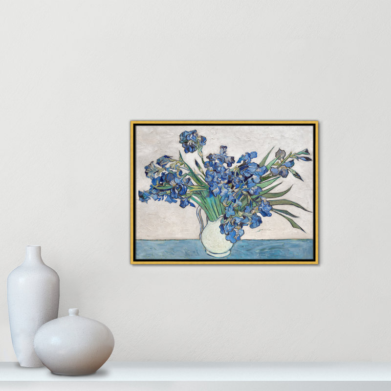 Imprimé iris bleu par Vincent Van Gogh, H 25,5 po x l 19,5 po, Cadre flottant doré, Pas de tapis