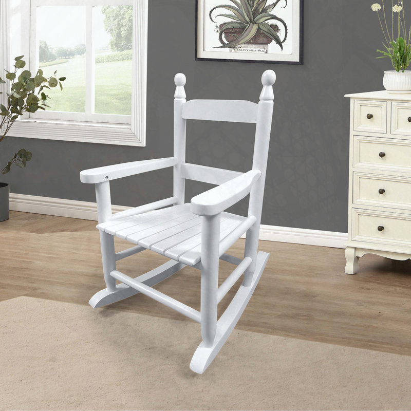 Children's Solid Hardwood White Rocking Chair, White