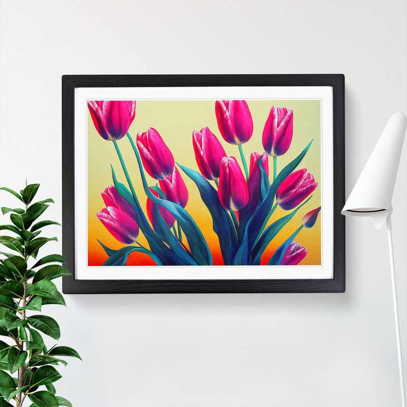 Evocative Tulip Flowers - Framed Print, Black, 25cm H x 34cm W x 2cm D