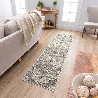 Manoel Gray Floral Ornamental Medallion Area Rug