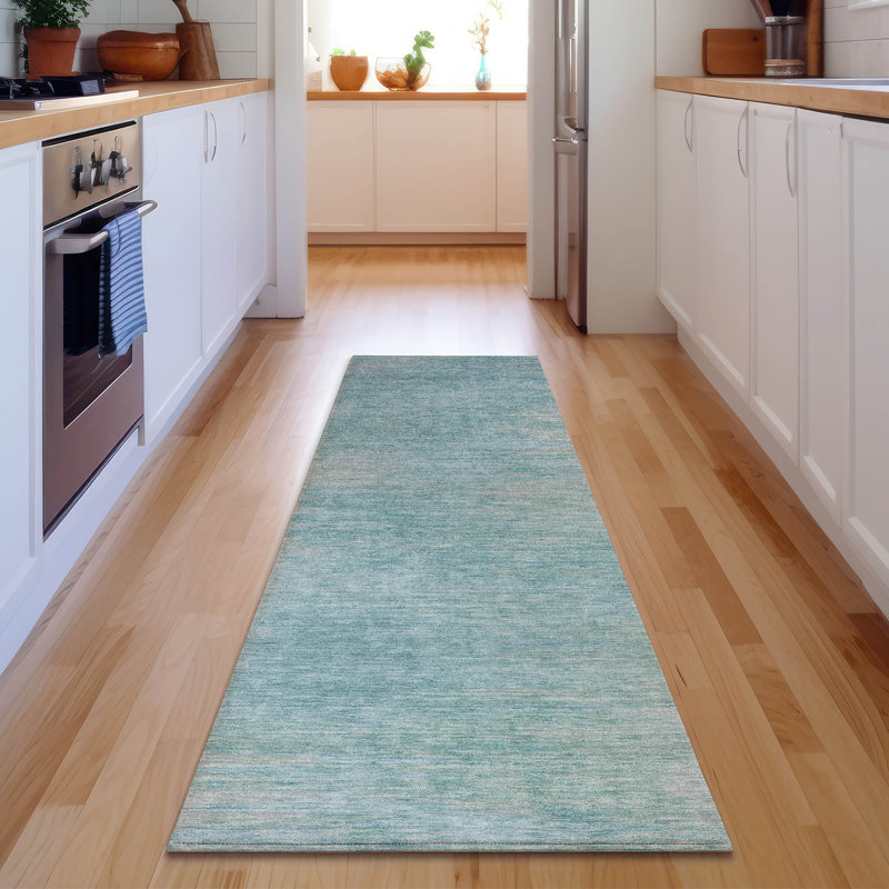 Premium Machine Washable Prisco Aqua Rug, Runner 2'3" x 7'6"