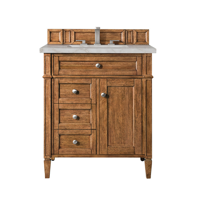 Brittany 30'' W Single Vanity, Victorian Silver, 8" Widespread, Saddle Brown