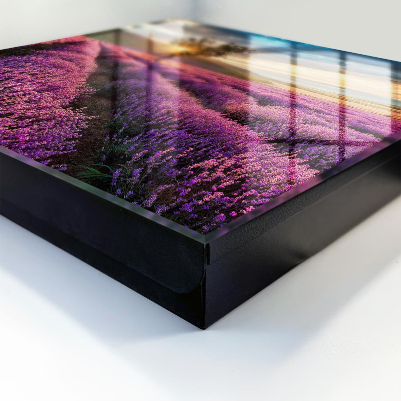 Key box, Opens to the right, 30x30x5, Black, Purple lavender fields at sunset, 