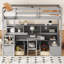 Lit mezzanine simple avec tablettes de rangement, tiroirs, siège et bureau-875556714