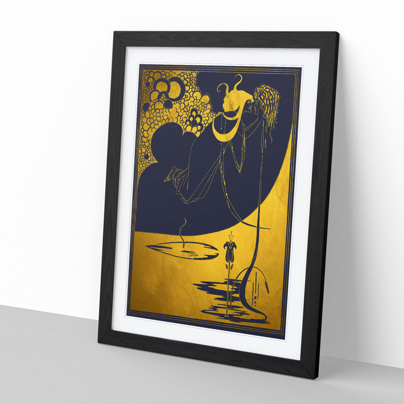 The Climax in Gold by Aubrey Beardsley - Picture Frame Graphic Art, 90cm H x 65cm W x 2cm D, Black Framed