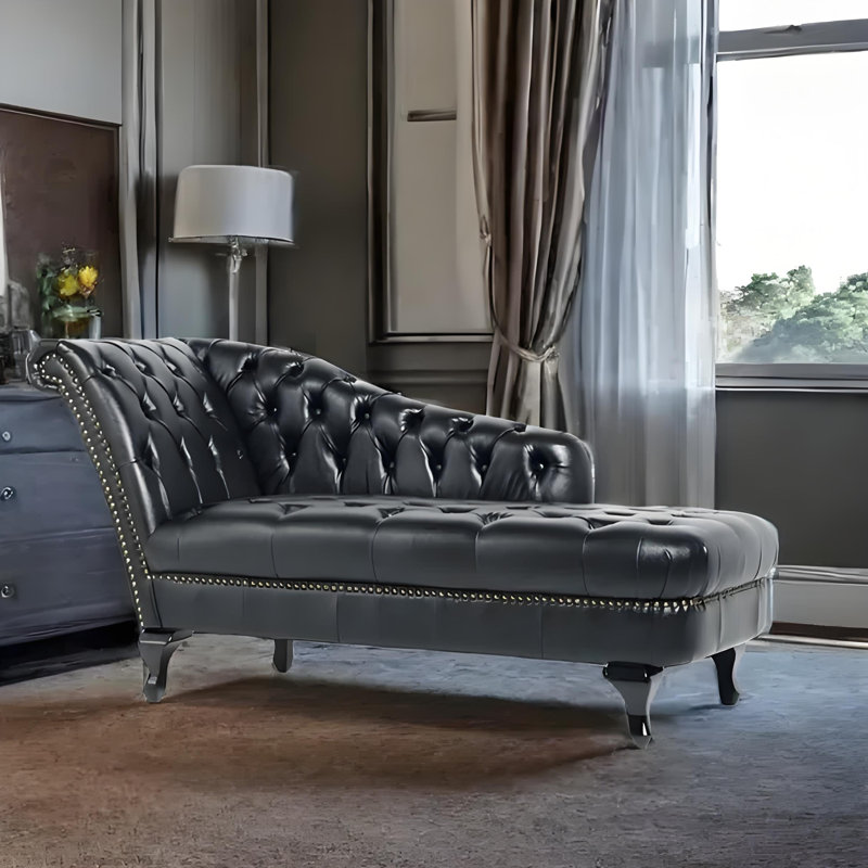 Chaise longue décontractée rétro Elegance, Orienté à gauche (vu de face), Noir, noir, noir, noir