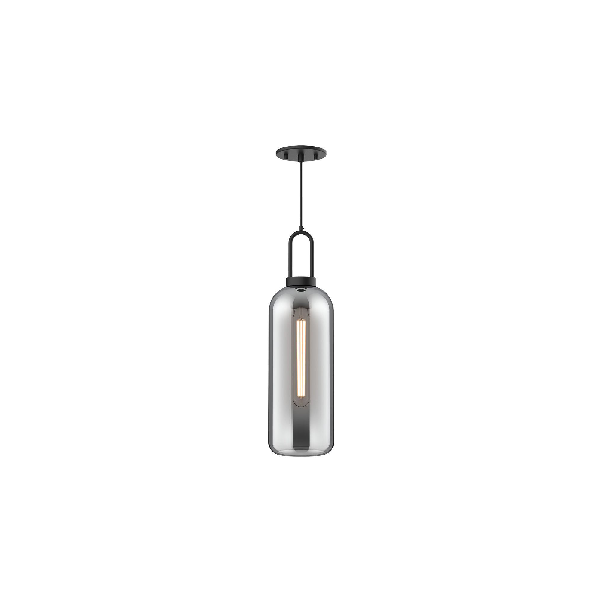Minneapolis Single Light Glass Pendant, Matte Black, Smoke, 20.75" H x 6" W x 6" D 