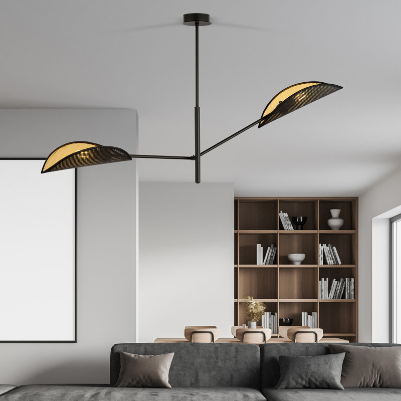 2 - Light Chandelier, Black/Gold