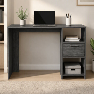 Omma Computer Desk, One Drawer, Two Shelves