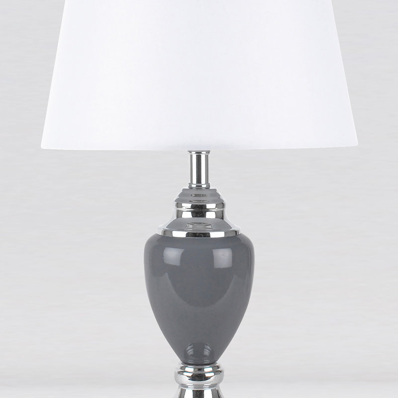 Petunia Table Lamp, Chrome/Grey, White