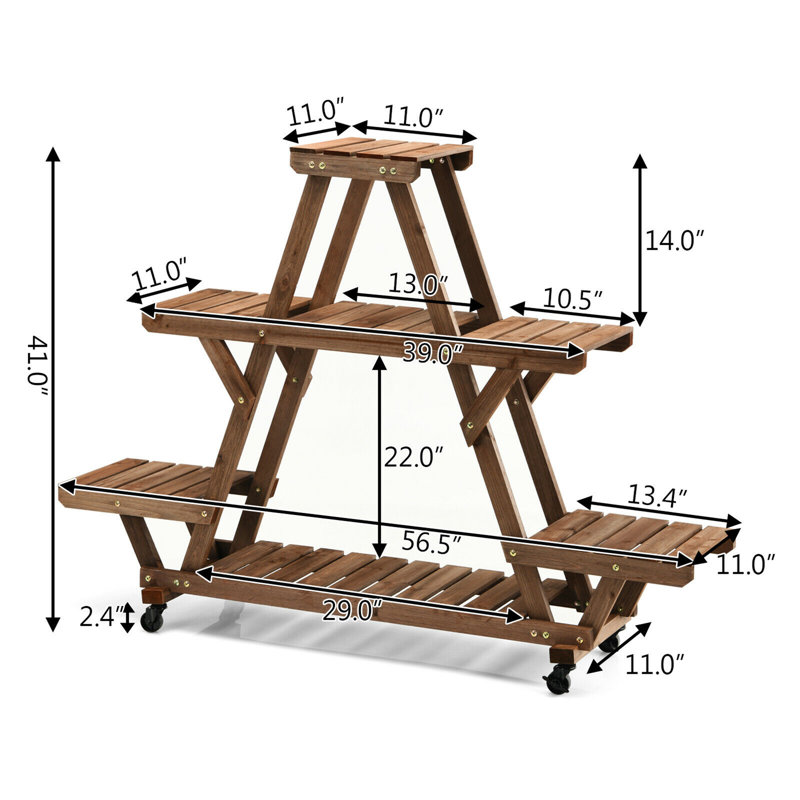 Support à plante en bois