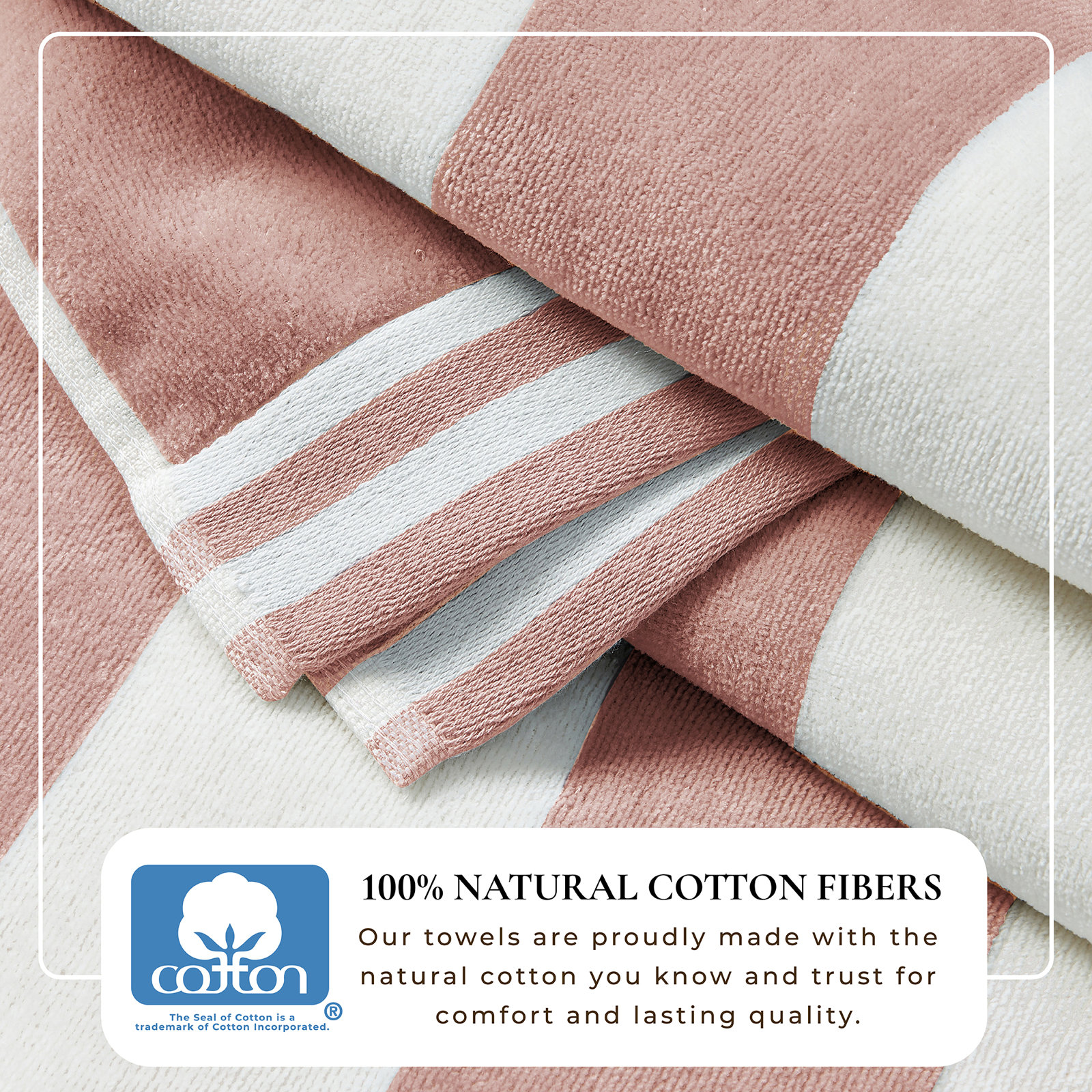 Edgartown Striped Cotton Beach Towels, Dusty Rose/White