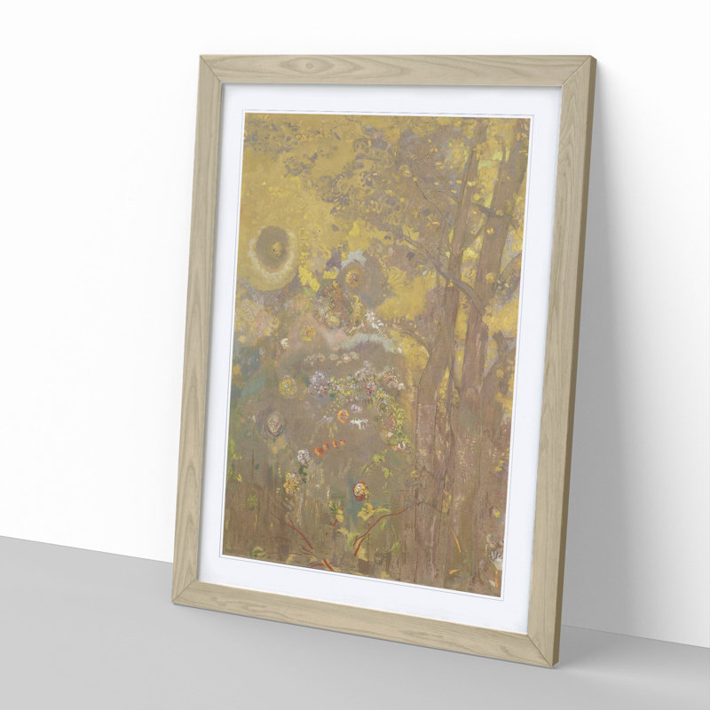 Trees by Odilon Redon - Picture Frame Painting, 65cm H x 48cm W x 2cm D, Oak