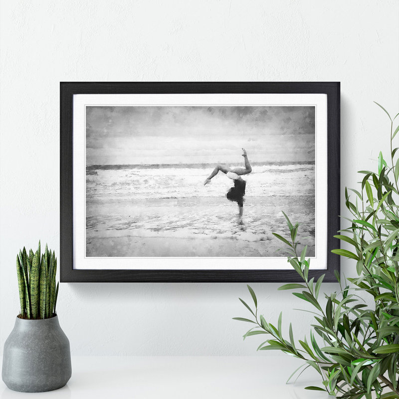 Beach Gymnastics - Picture Frame Painting, Black Framed, 27cm H x 36cm W x 2cm D