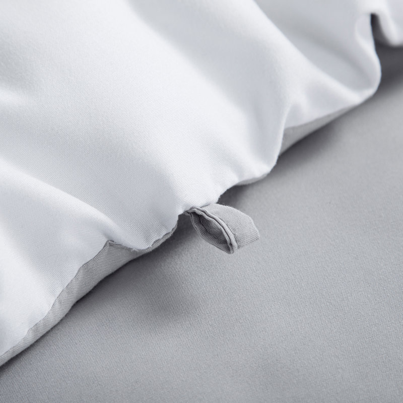 Pintuck Embroidered Microfiber Reversible 3 Piece Comforter Set, White, Queen Comforter + 2 Standard Shams