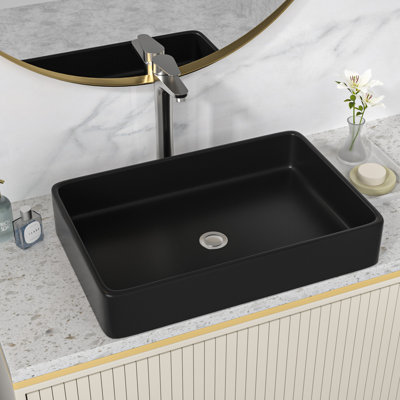 Lavabo de salle de bain rectangulaire 24 po x 16 po en céramique blanche moderne