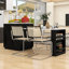 Élégant îlot de cuisine multifonctionnel avec table de salle à manger extensible, rangement double et prises de courant-635284791