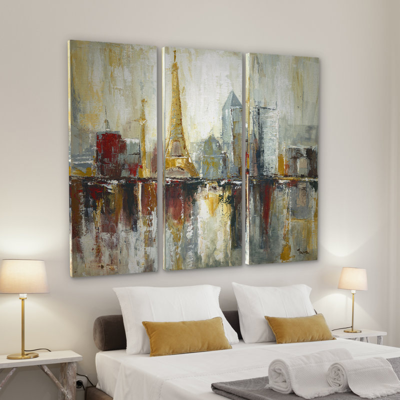 Paris Paris - image multi-pièces sur toile, H 32 po x l 48 po x P 1,5 po