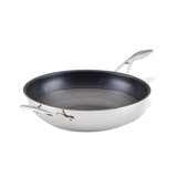 Circulon Clad Stainless Steel Stir Fry Pan with Hybrid SteelShield, 12.5 Inch, Silver