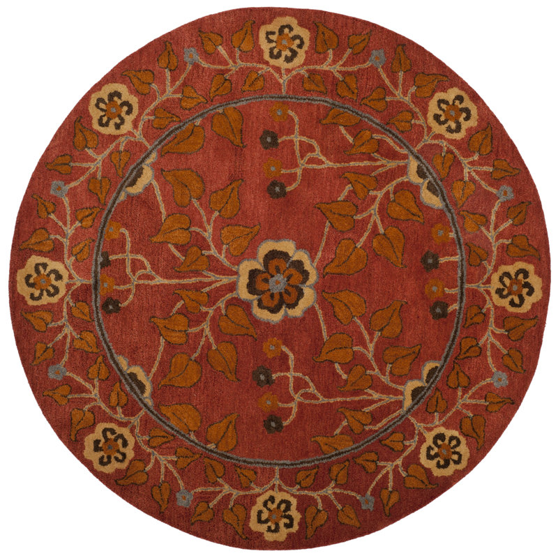 Tapis oriental rouge en laine touffeté à la main Cranmore, Rond 6 pi