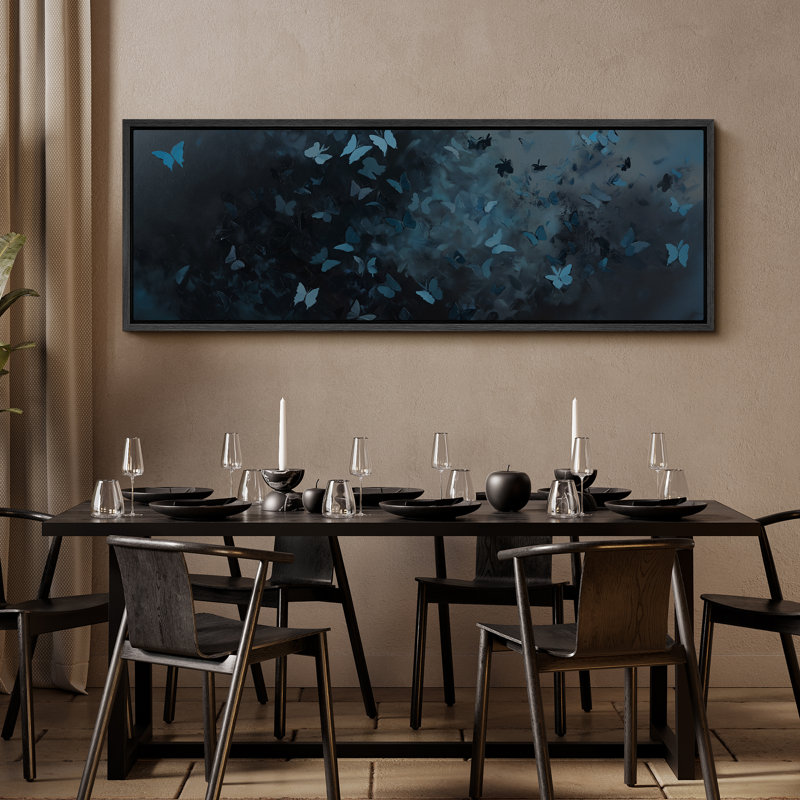 Impression sur toile encadrée surdimensionnée de décorations murales encadrées bleu marine foncé, H 20 po x l 60 po