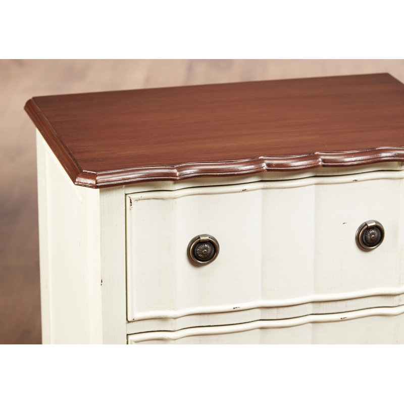 Table de chevet 2 tiroirs, Blanc