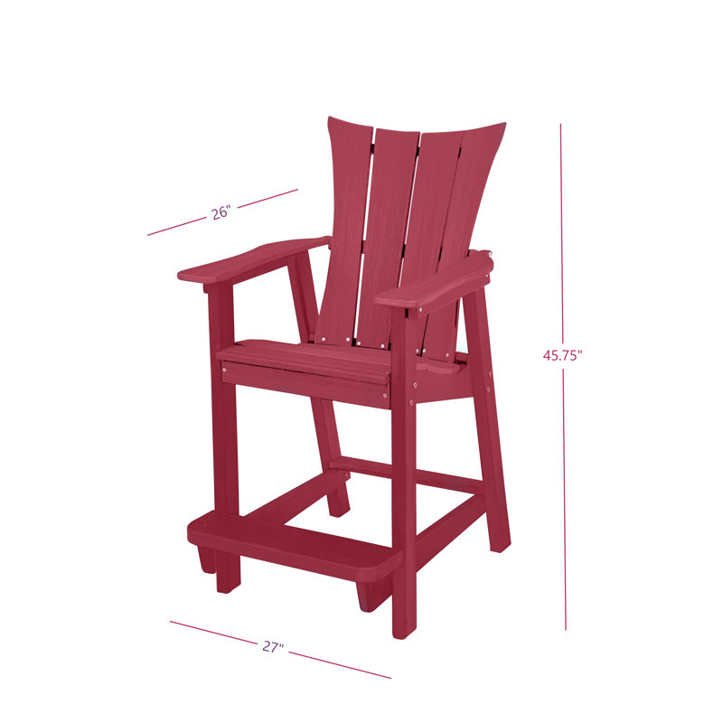Bonifacio Poly Adirondack Bar Stool Chair, 26" Counter Height, Cranberry