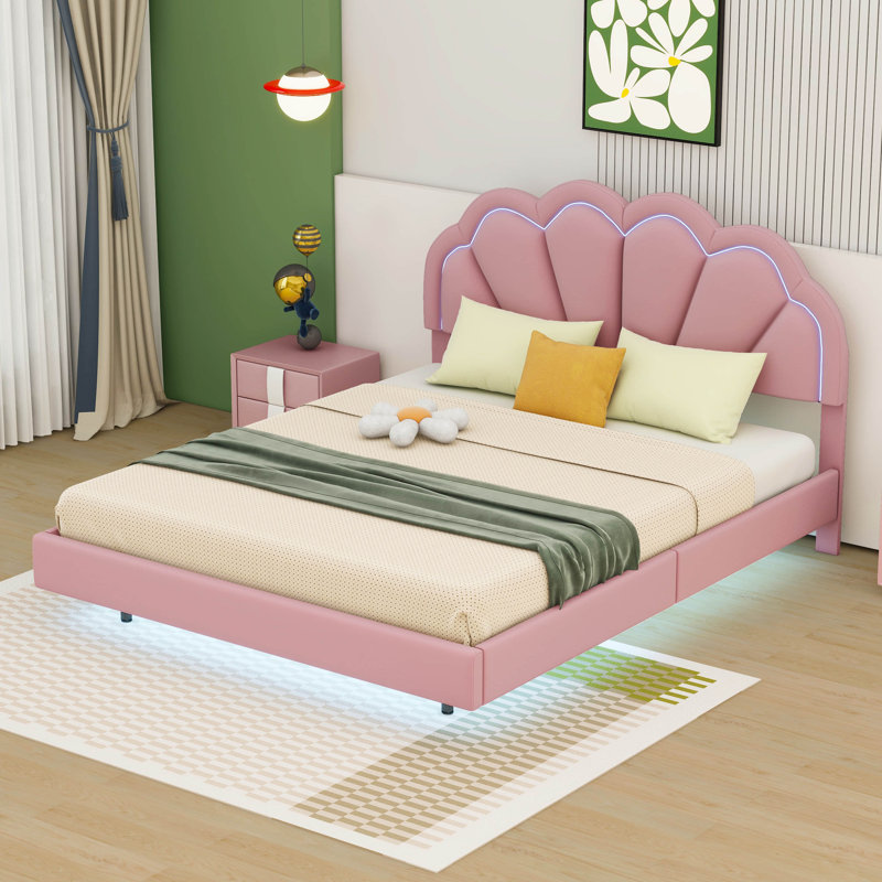 Upholstered Bed, Pink, Queen